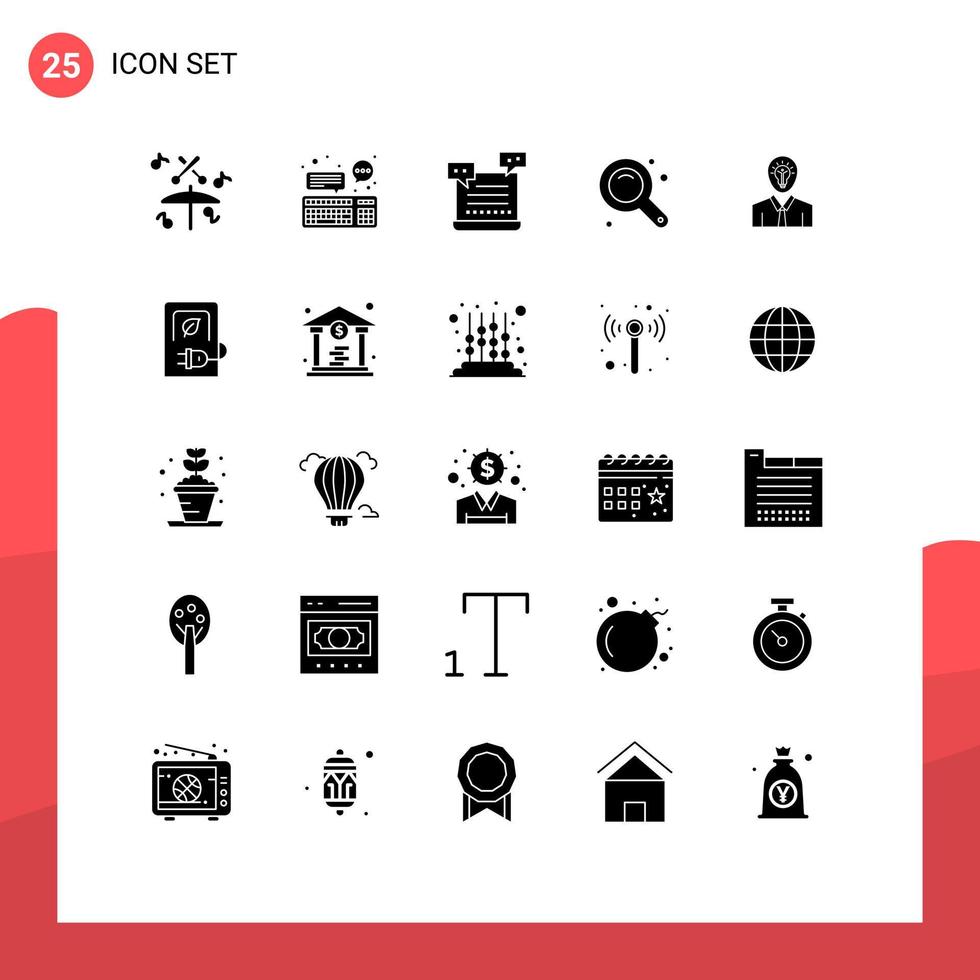 Modern Set of 25 Solid Glyphs and symbols such as man zoom interface ai zoom in valentine Editable Vector Design Elements