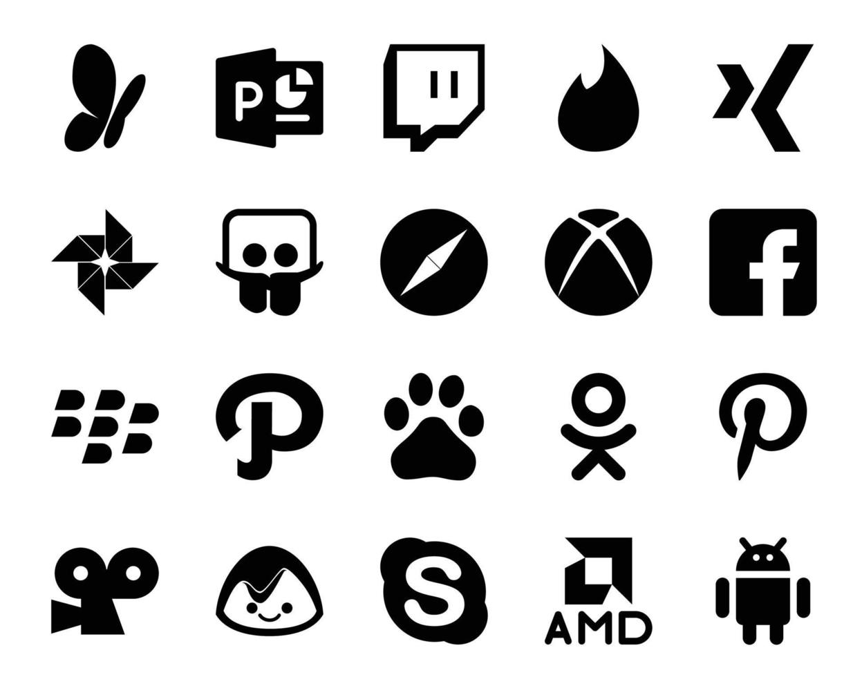 20 Social Media Icon Pack Including basecamp pinterest browser odnoklassniki path vector