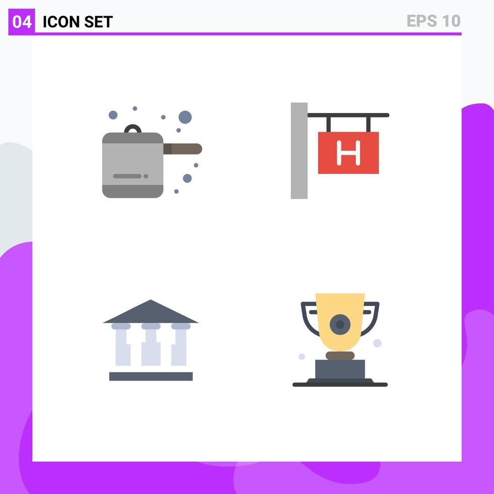 4 Universal Flat Icons Set for Web and Mobile Applications kitchen cup travel building prize Editable Vector Design Elements