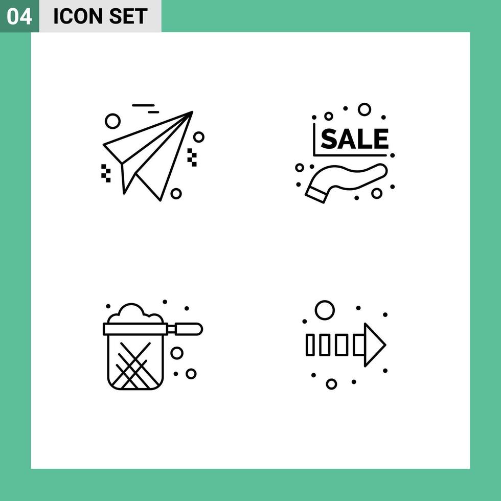 Mobile Interface Line Set of 4 Pictograms of business pot discount promotion sale stewpot Editable Vector Design Elements