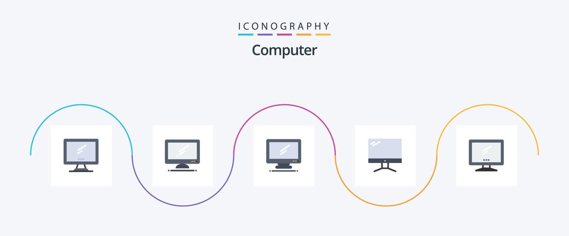 Computer Flat 5 Icon Pack Including . vector