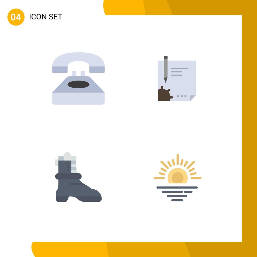 4 User Interface Flat Icon Pack of modern Signs and Symbols of call paper contact us document signing Editable Vector Design Elements