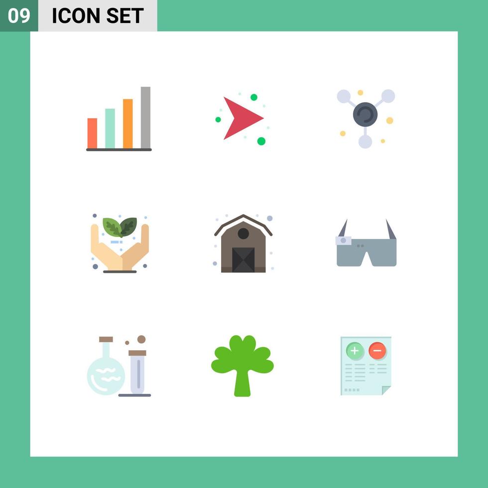 9 Universal Flat Colors Set for Web and Mobile Applications farm agriculture atom plant eco Editable Vector Design Elements