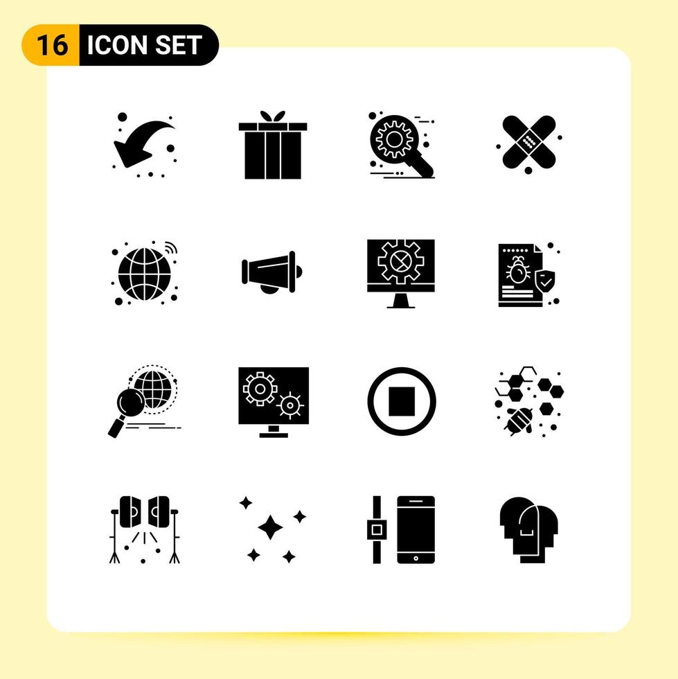 conjunto de 16 iconos modernos de la interfaz de usuario signos de símbolos para el mundo de la infraestructura personalizar vendaje de yeso elementos de diseño vectorial editables vector