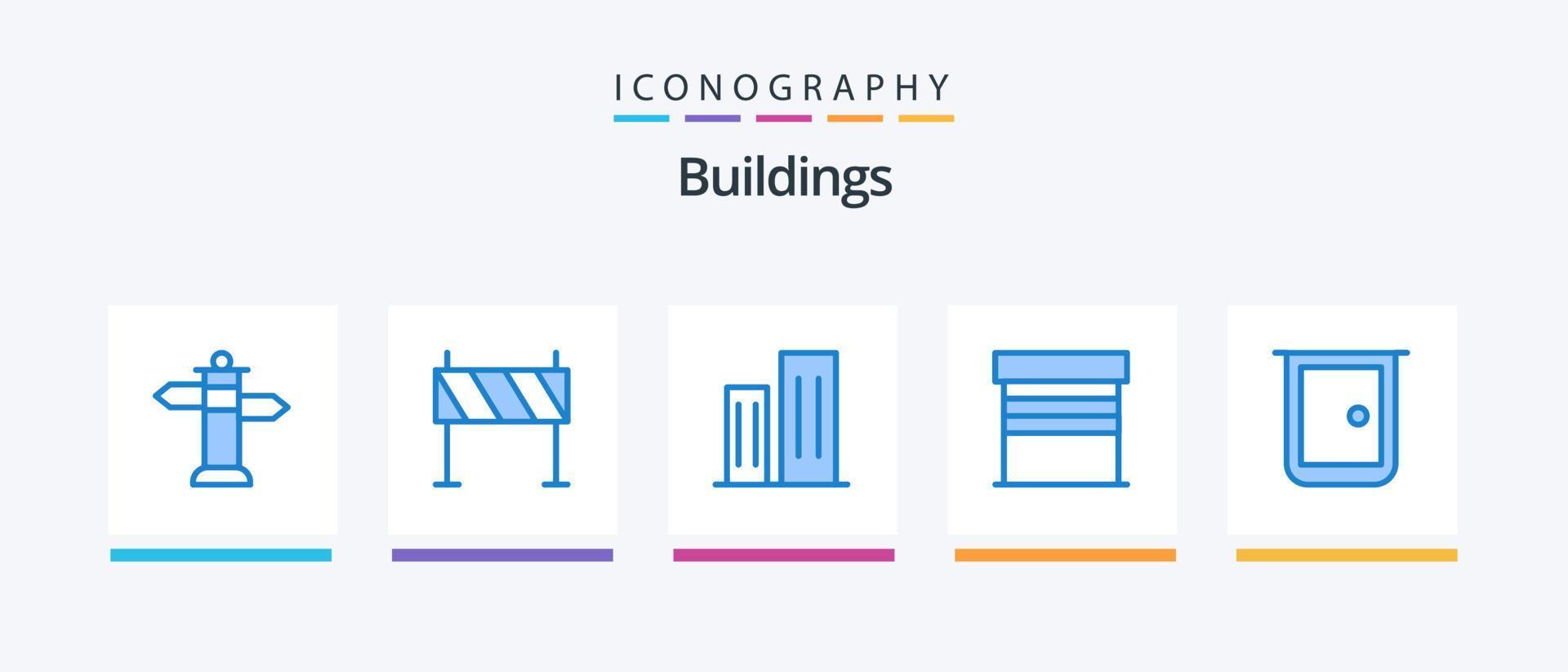 paquete de iconos de edificios azul 5 que incluye edificios. garaje. arquitectura. edificios rascacielos diseño de iconos creativos vector