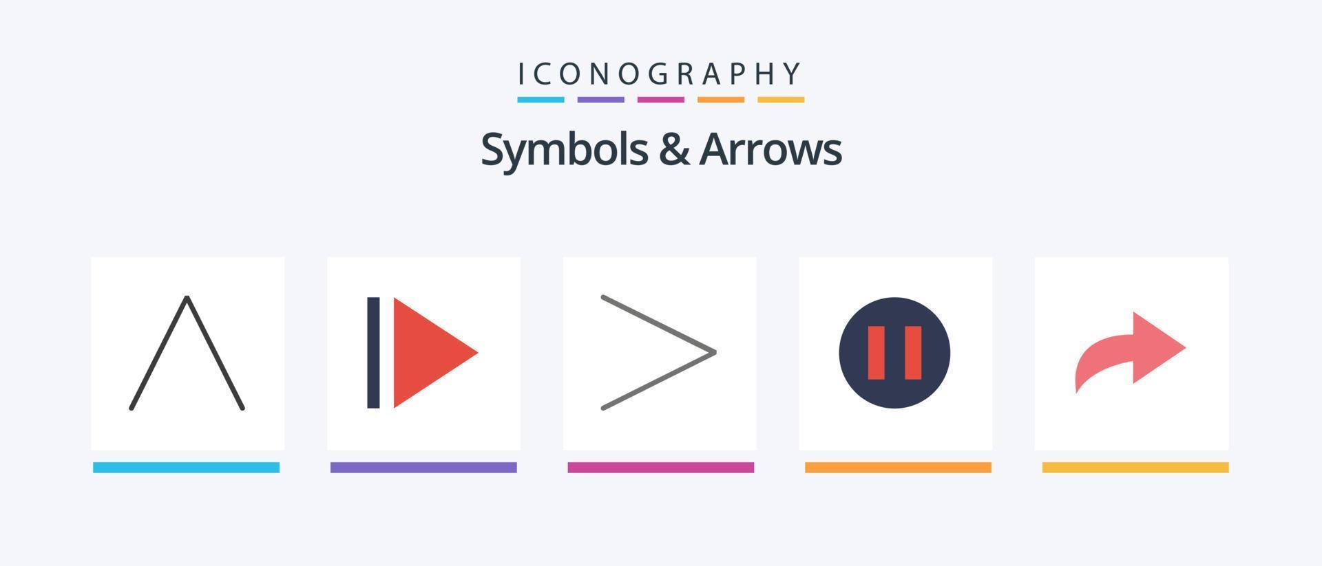 Symbols and Arrows Flat 5 Icon Pack Including . pause.. Creative Icons Design vector