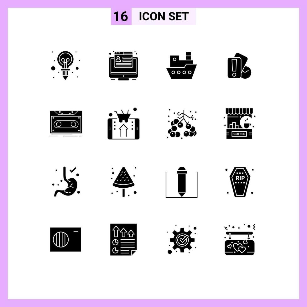 Pictogram Set of 16 Simple Solid Glyphs of demo referee ship holding card Editable Vector Design Elements