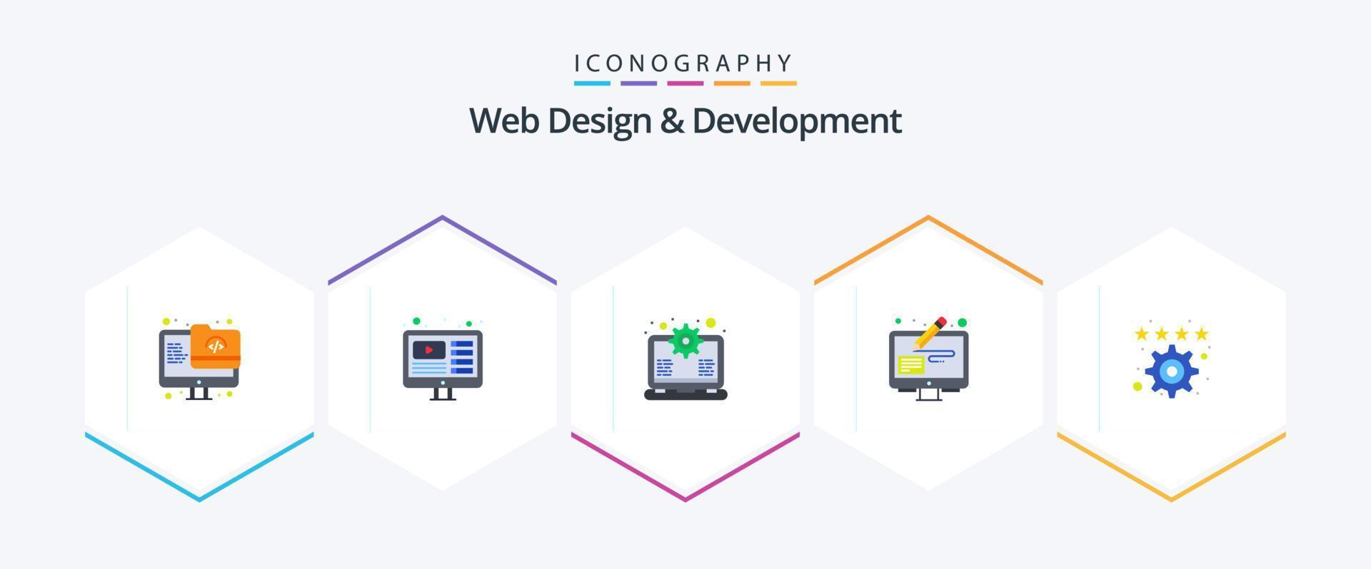 Web Design And Development 25 Flat icon pack including favorite. pen. gear. graphic. design tools vector
