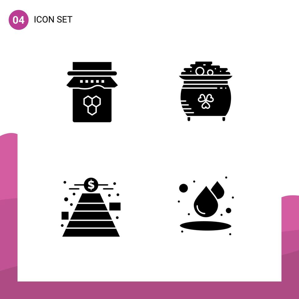 Editable Vector Line Pack of 4 Simple Solid Glyphs of breakfast st sweet coin fundraising Editable Vector Design Elements