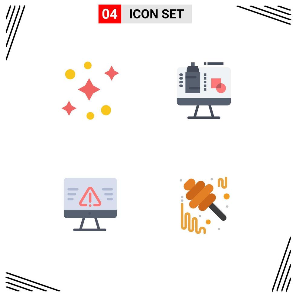 Set of 4 Commercial Flat Icons pack for galaxy error computer presentation autumn Editable Vector Design Elements