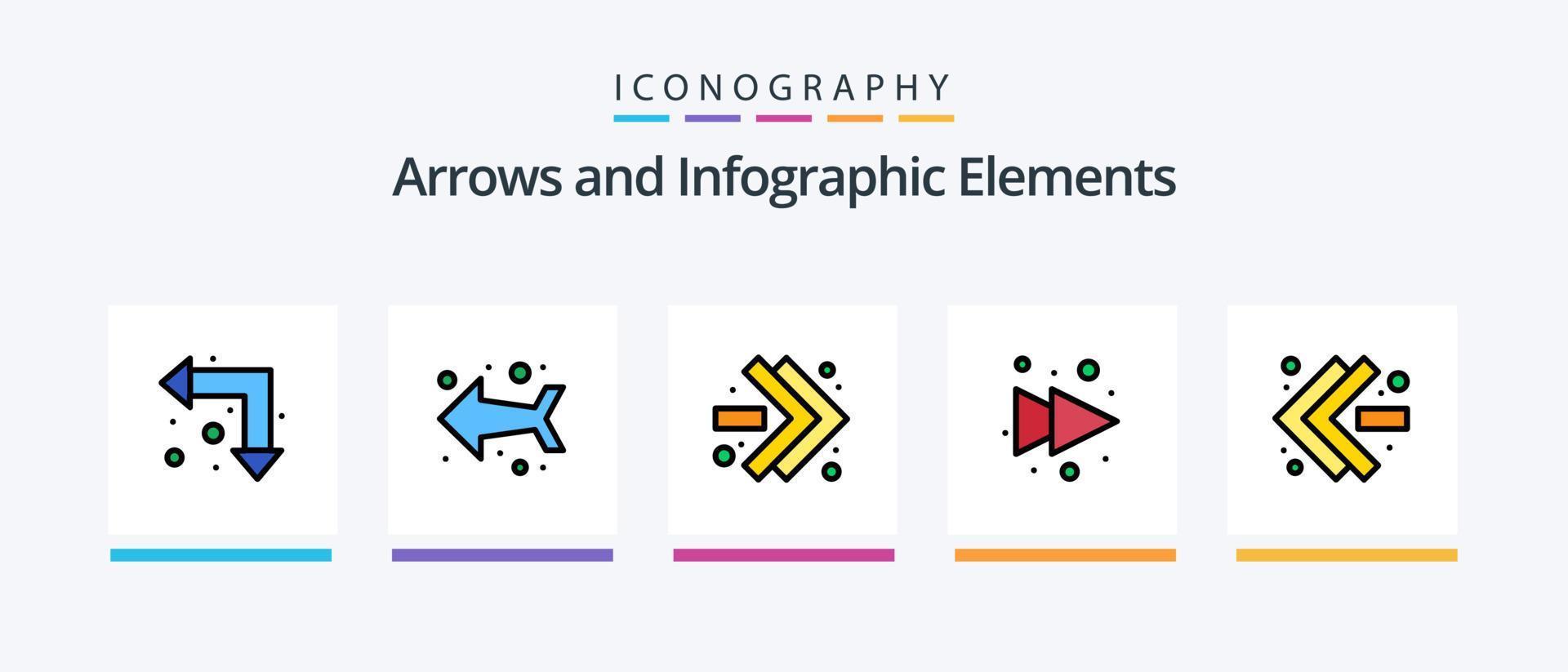Arrow Line Filled 5 Icon Pack Including . fast forward. down. arrows. up. Creative Icons Design vector