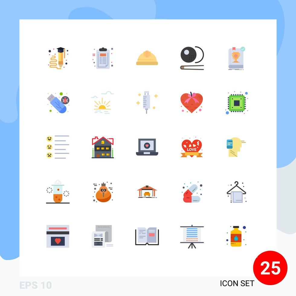 Universal Icon Symbols Group of 25 Modern Flat Colors of book snooker document pool labour helmet Editable Vector Design Elements