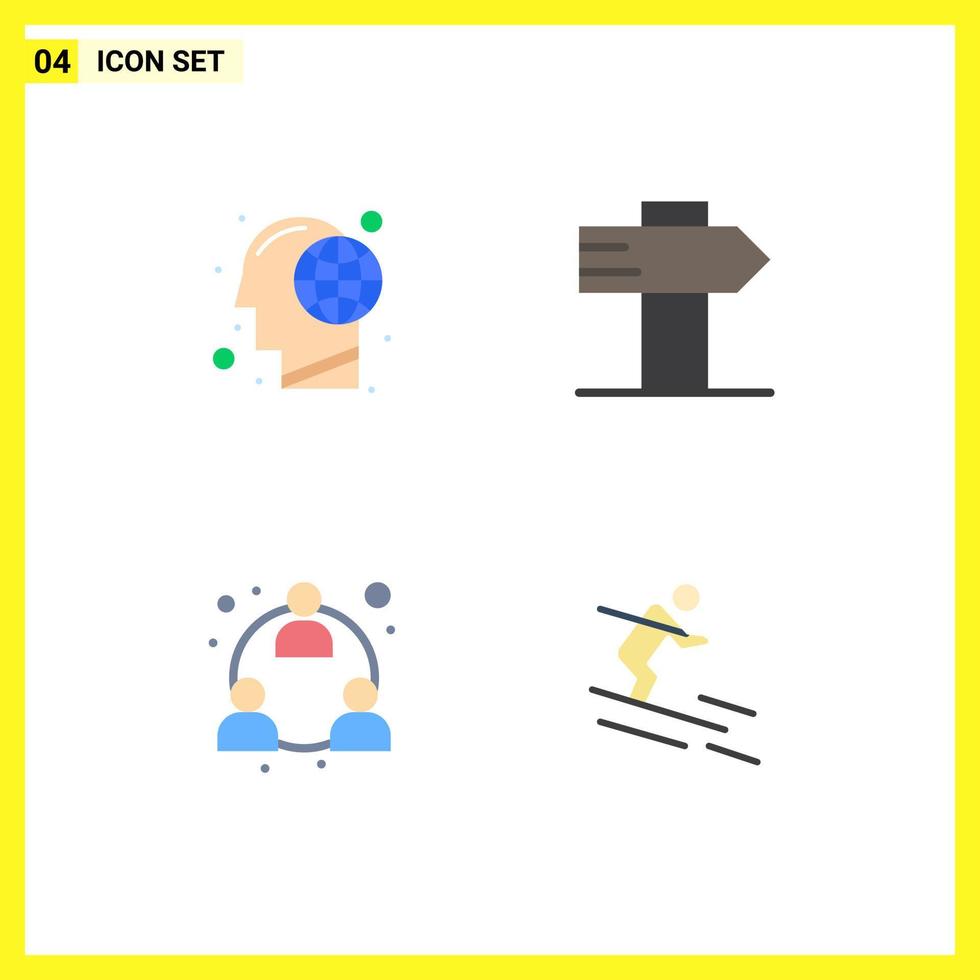 Group of 4 Flat Icons Signs and Symbols for earth marketing human sign network Editable Vector Design Elements