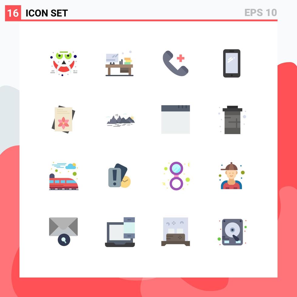 16 Flat Color concept for Websites Mobile and Apps samsung mobile call smart phone delete Editable Pack of Creative Vector Design Elements