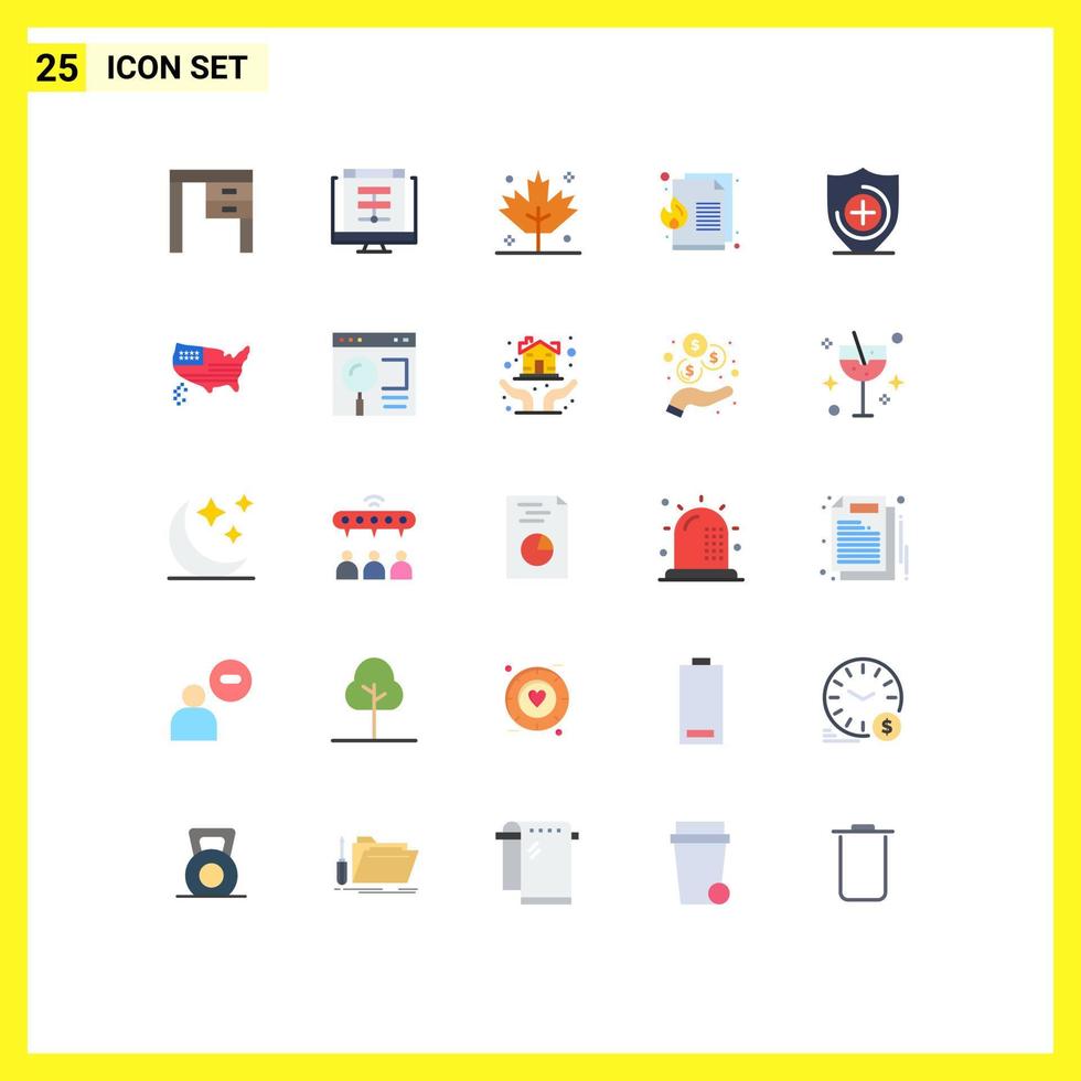 Set of 25 Vector Flat Colors on Grid for medical fire online file turkey Editable Vector Design Elements