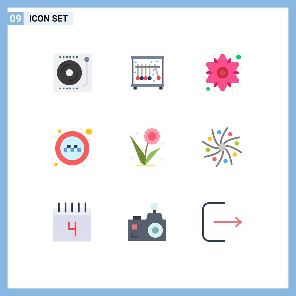 Set of 9 Modern UI Icons Symbols Signs for floral taxi chamomile signs public Editable Vector Design Elements