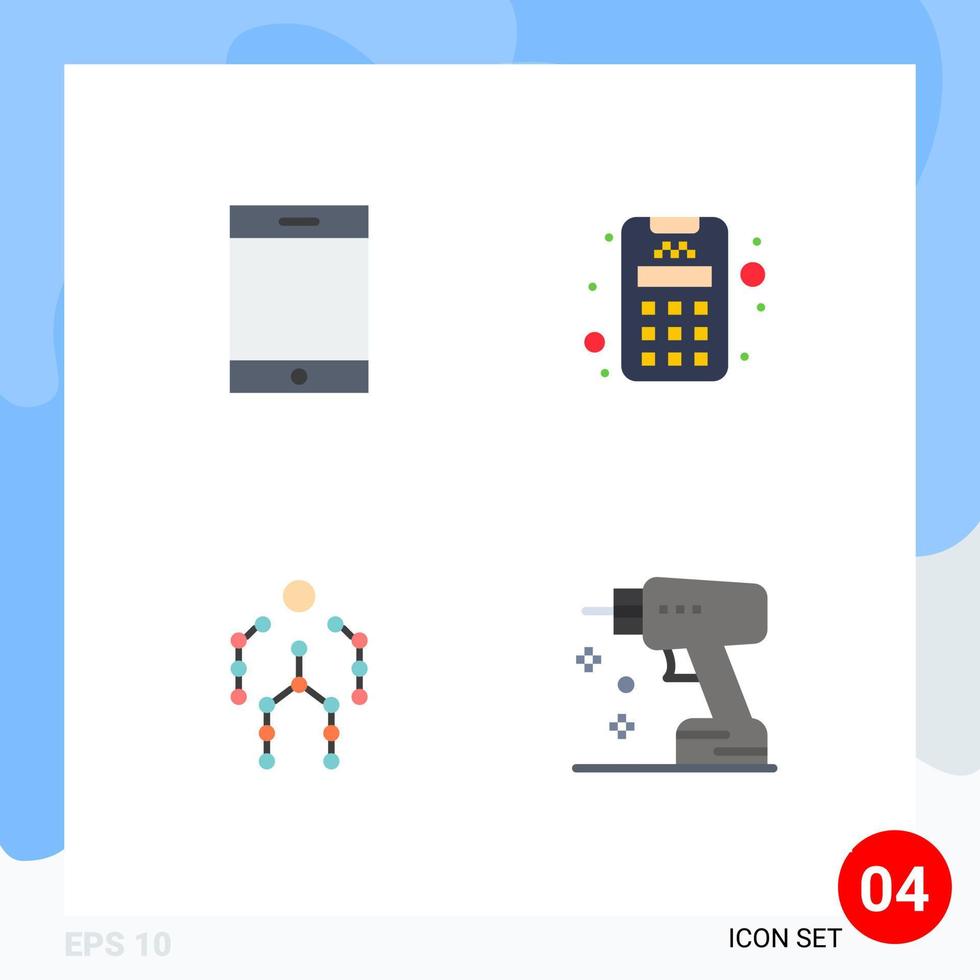 4 Flat Icon concept for Websites Mobile and Apps device human card action construction Editable Vector Design Elements