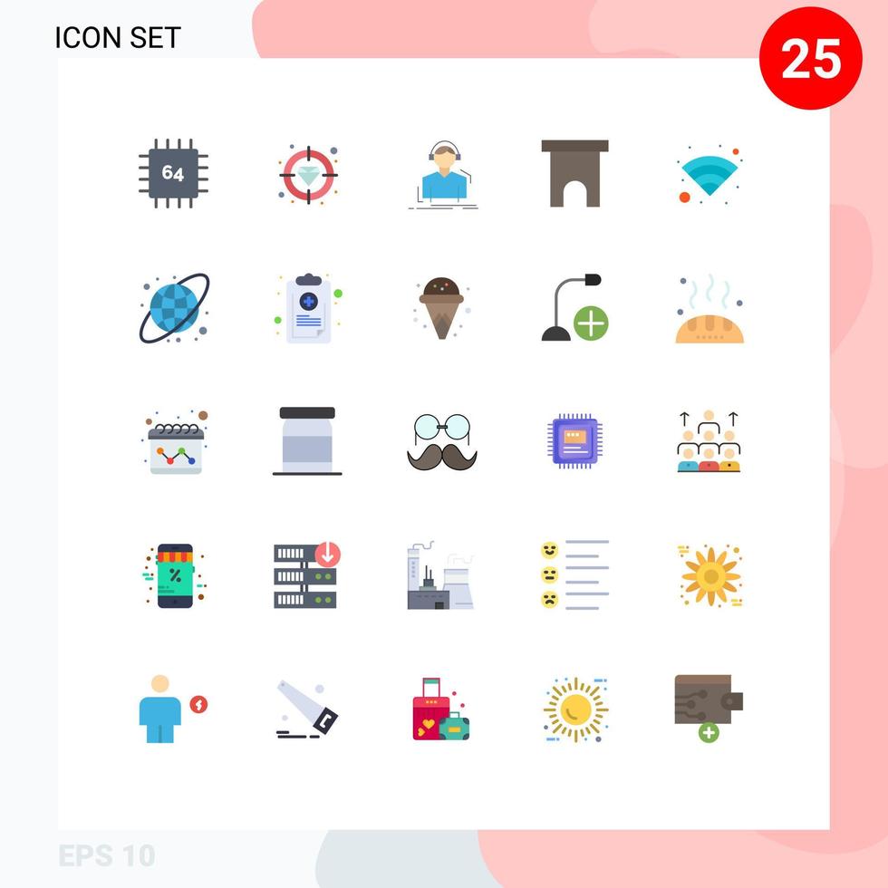 25 Creative Icons Modern Signs and Symbols of shop institute building target building meloman Editable Vector Design Elements