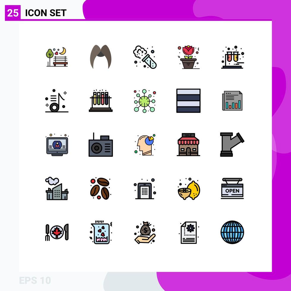 Modern Set of 25 Filled line Flat Colors Pictograph of test pot male home laboratory Editable Vector Design Elements