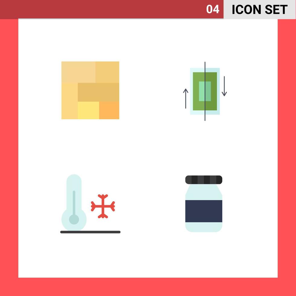 Set of 4 Modern UI Icons Symbols Signs for golden temperature sync phone weather Editable Vector Design Elements