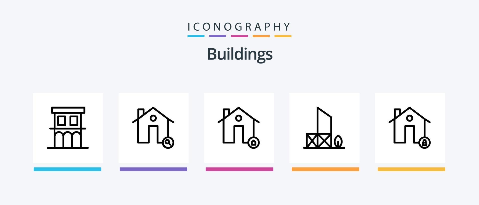 paquete de iconos de la línea 5 de edificios que incluye postre. antiguo. mapa. residencia. casa. diseño de iconos creativos vector