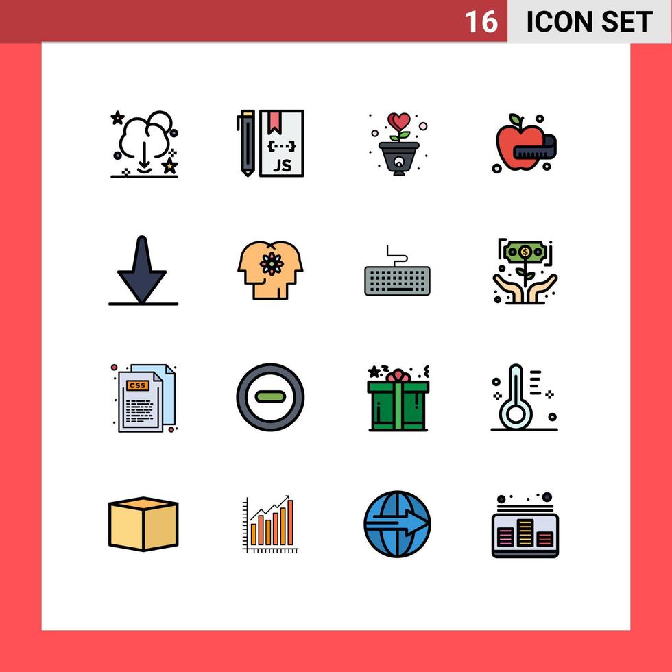 16 iconos creativos signos y símbolos modernos de flecha médica desarrollo de manzana amor crecimiento elementos de diseño de vectores creativos editables