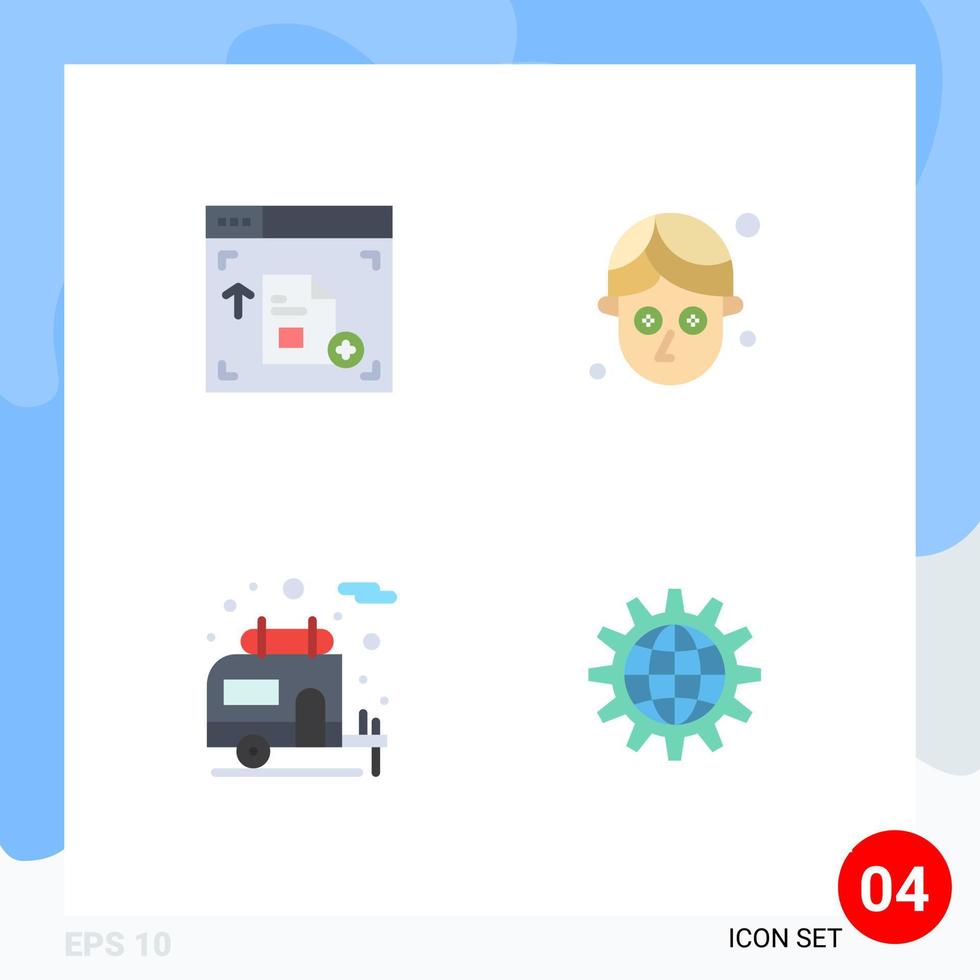 4 Thematic Vector Flat Icons and Editable Symbols of interface global cucumber camper develop Editable Vector Design Elements