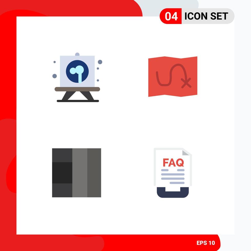 4 Thematic Vector Flat Icons and Editable Symbols of drawing communication board target document Editable Vector Design Elements