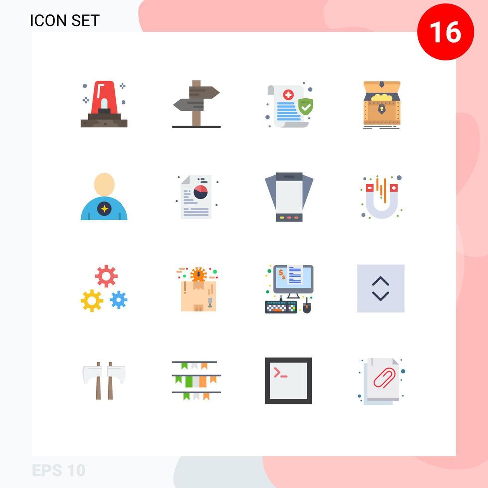 16 Universal Flat Color Signs Symbols of avatar reward medical gold box Editable Pack of Creative Vector Design Elements