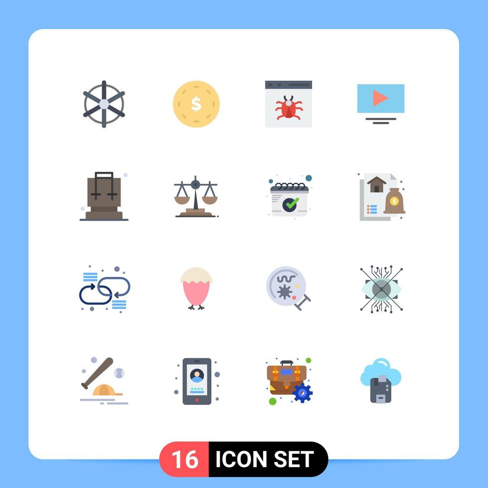 16 Creative Icons Modern Signs and Symbols of bag youtube app play development Editable Pack of Creative Vector Design Elements