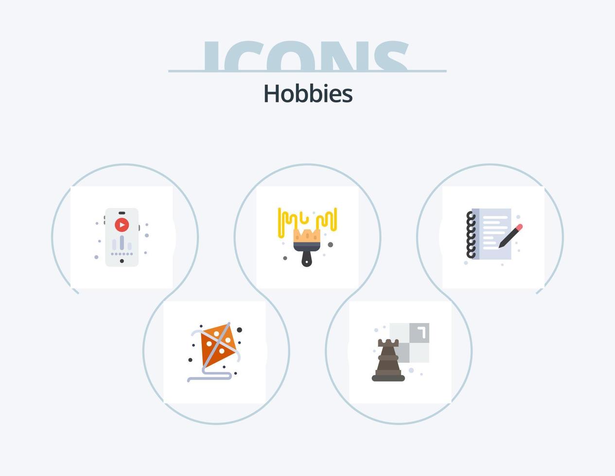 hobbies flat icon pack 5 diseño de iconos. . escribe. pasatiempo. pasatiempo. pasatiempo vector