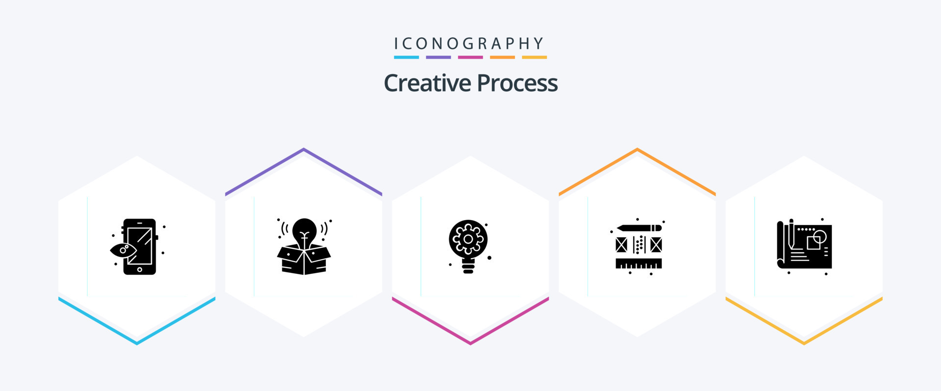 Creative Process 25 Glyph icon pack including . sketch. bulb. process