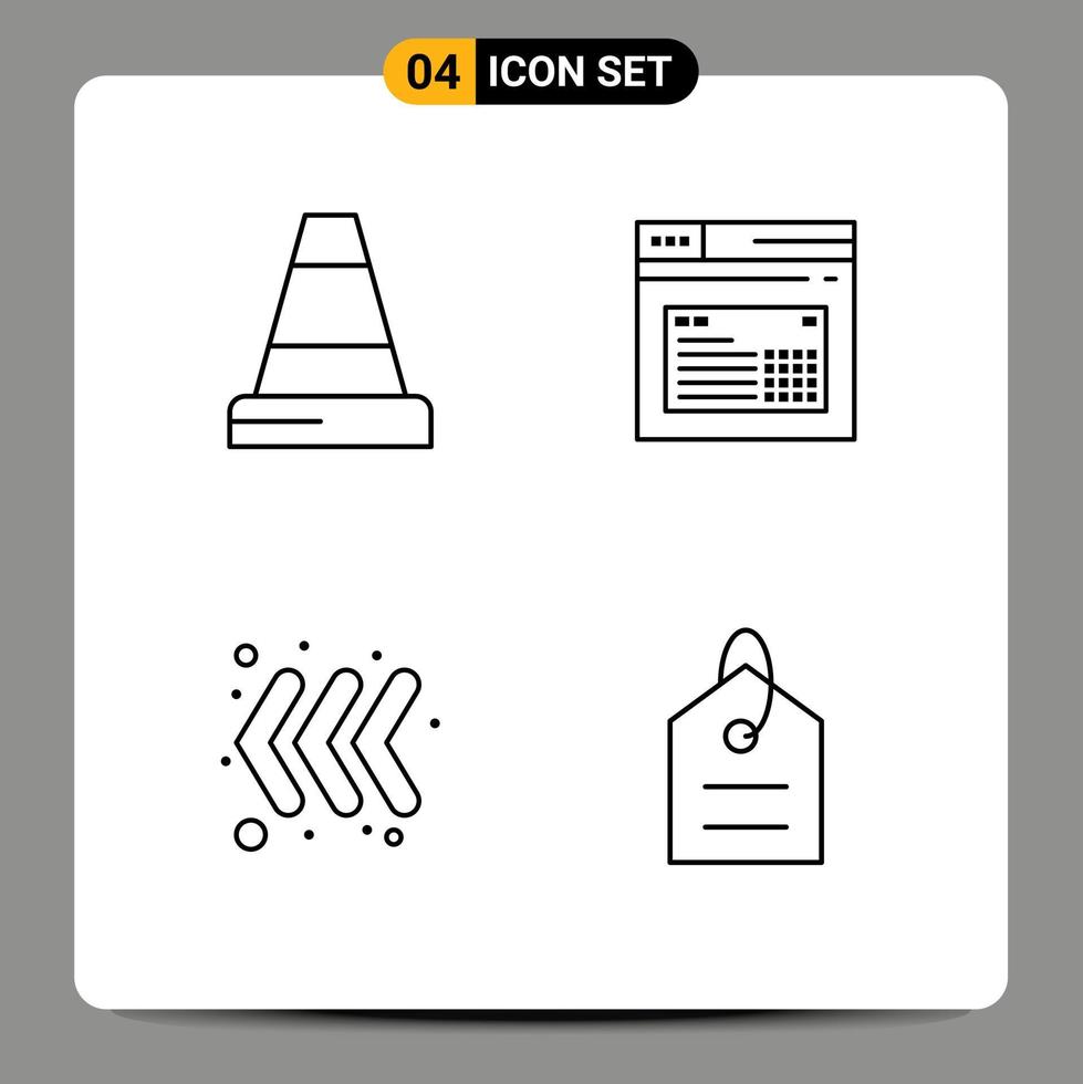 4 Universal Filledline Flat Colors Set for Web and Mobile Applications cone keyboard internet website finance Editable Vector Design Elements