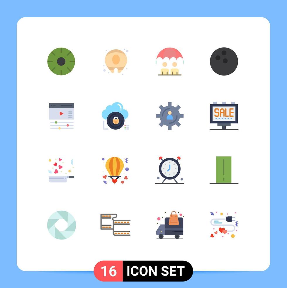 16 iconos creativos signos y símbolos modernos de video creative business sport ball paquete editable de elementos creativos de diseño de vectores
