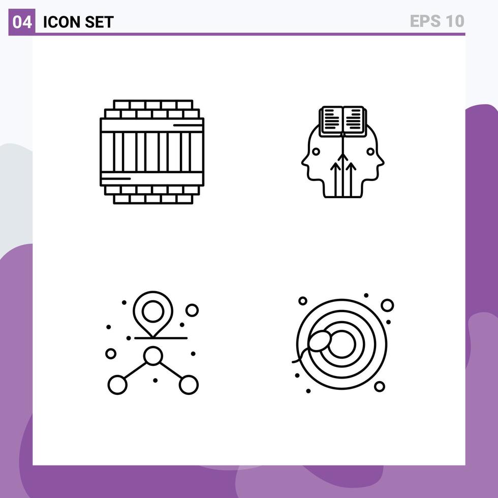 Pack of 4 Modern Filledline Flat Colors Signs and Symbols for Web Print Media such as architecture path prison programming cells Editable Vector Design Elements