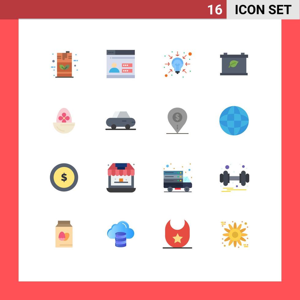 Group of 16 Flat Colors Signs and Symbols for boiled egg green security save solutions Editable Pack of Creative Vector Design Elements