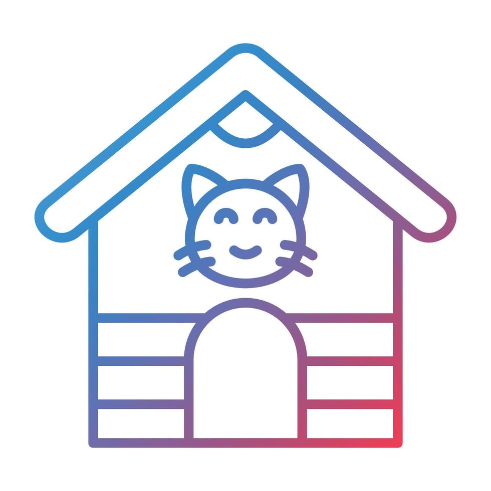 icono de gradiente de línea de casa de mascotas vector