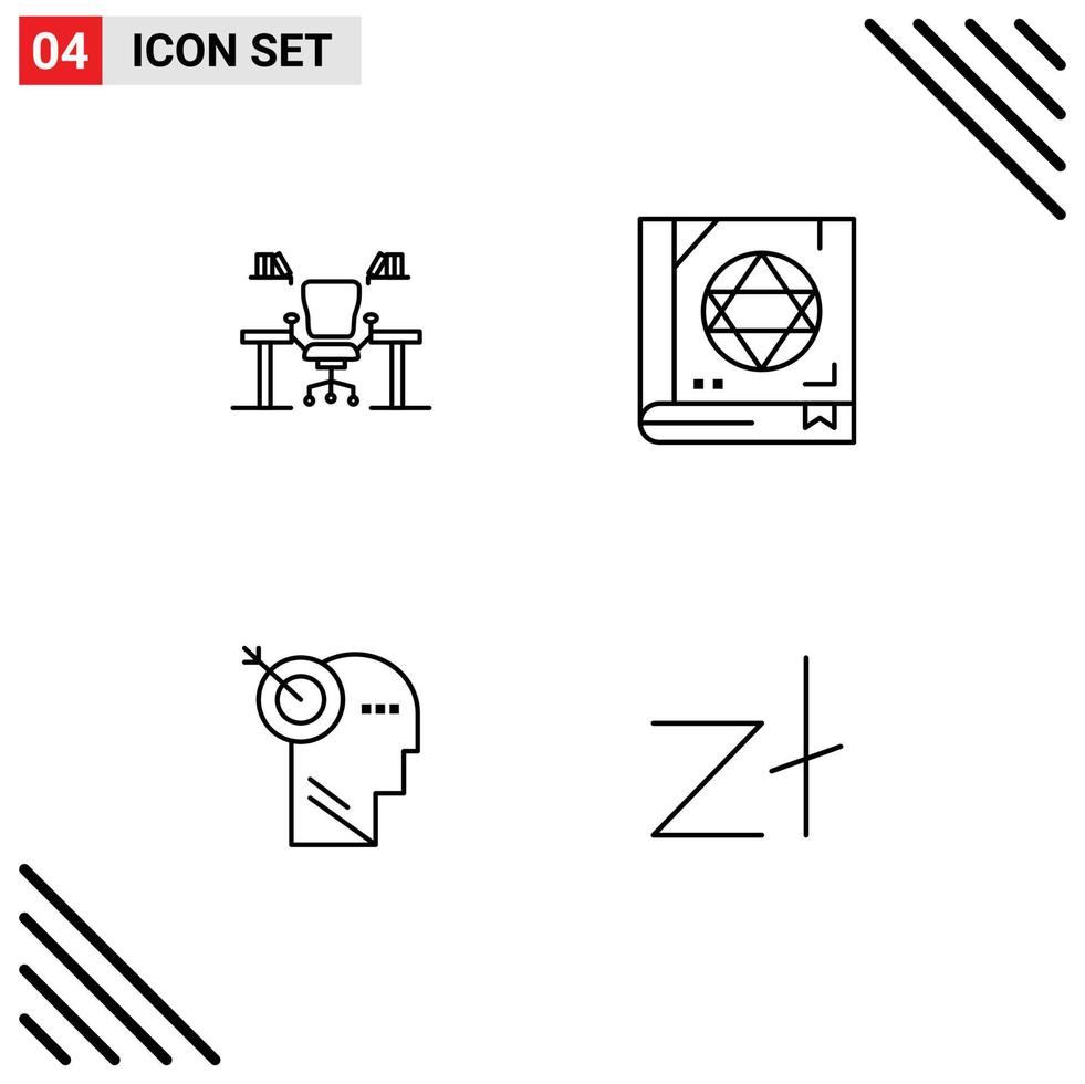 4 User Interface Line Pack of modern Signs and Symbols of table magic computer work place arrow Editable Vector Design Elements