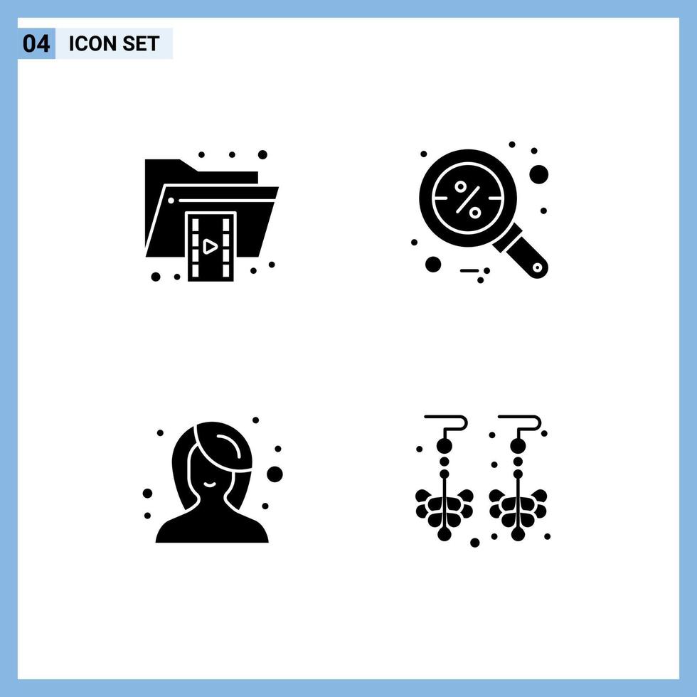Universal Icon Symbols Group of 4 Modern Solid Glyphs of document beauty format find makeup Editable Vector Design Elements