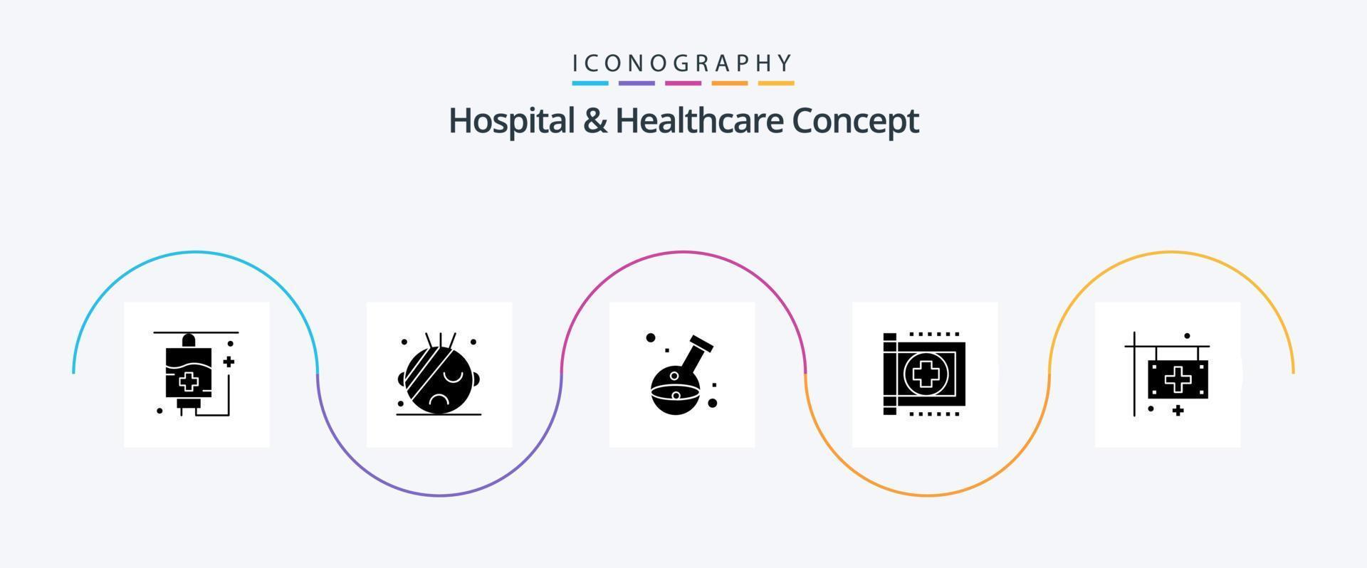 Hospital and Healthcare Concept Glyph 5 Icon Pack Including . care. hospital vector