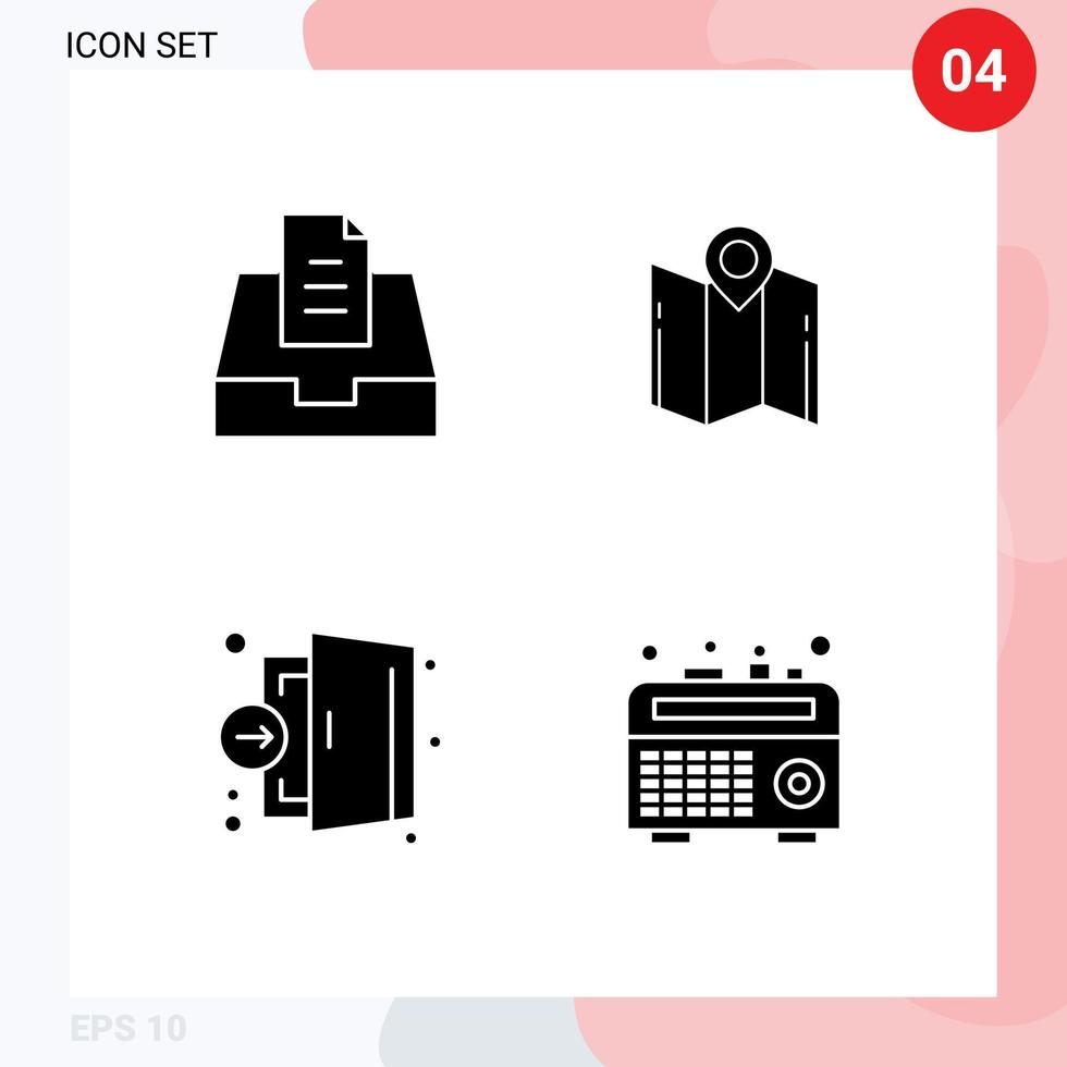 4 Creative Icons Modern Signs and Symbols of inbox emergency map navigation hospital Editable Vector Design Elements