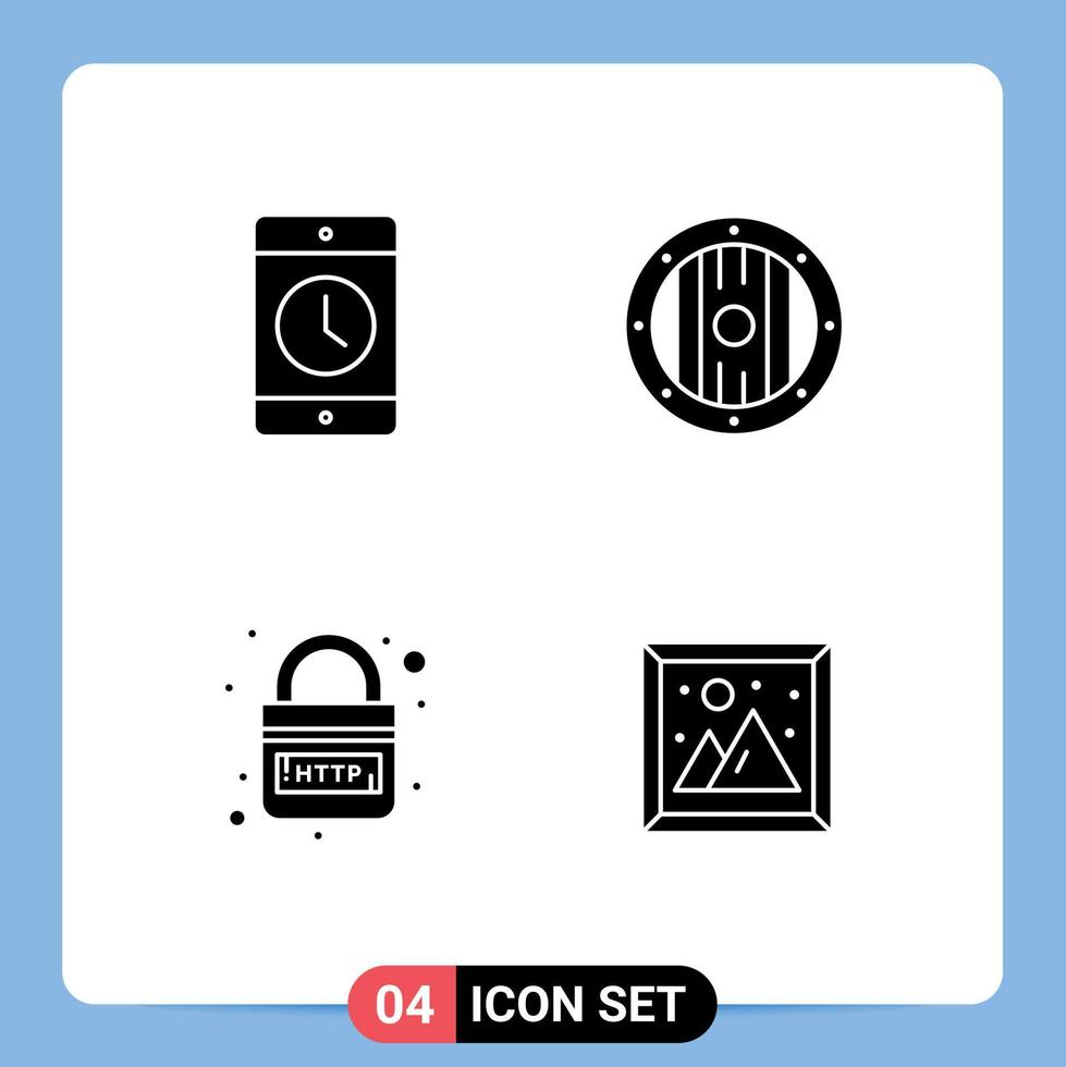 Solid Glyph Pack of 4 Universal Symbols of cellphone domain phone game internet Editable Vector Design Elements