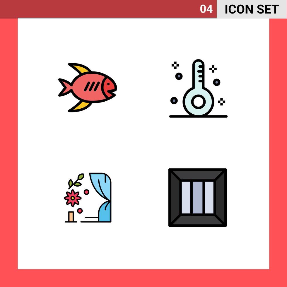 Set of 4 Modern UI Icons Symbols Signs for beach arch sea form wedding Editable Vector Design Elements