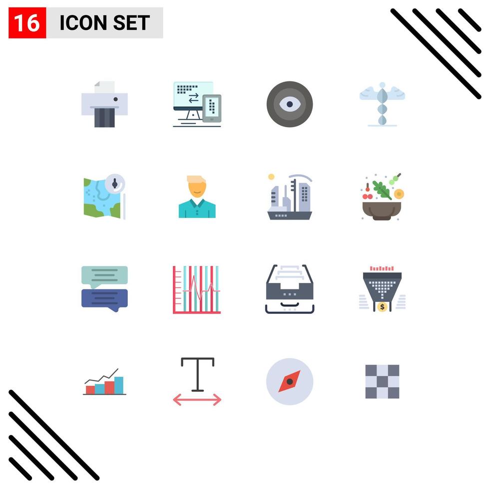 16 Universal Flat Colors Set for Web and Mobile Applications gps map award greece medical Editable Pack of Creative Vector Design Elements