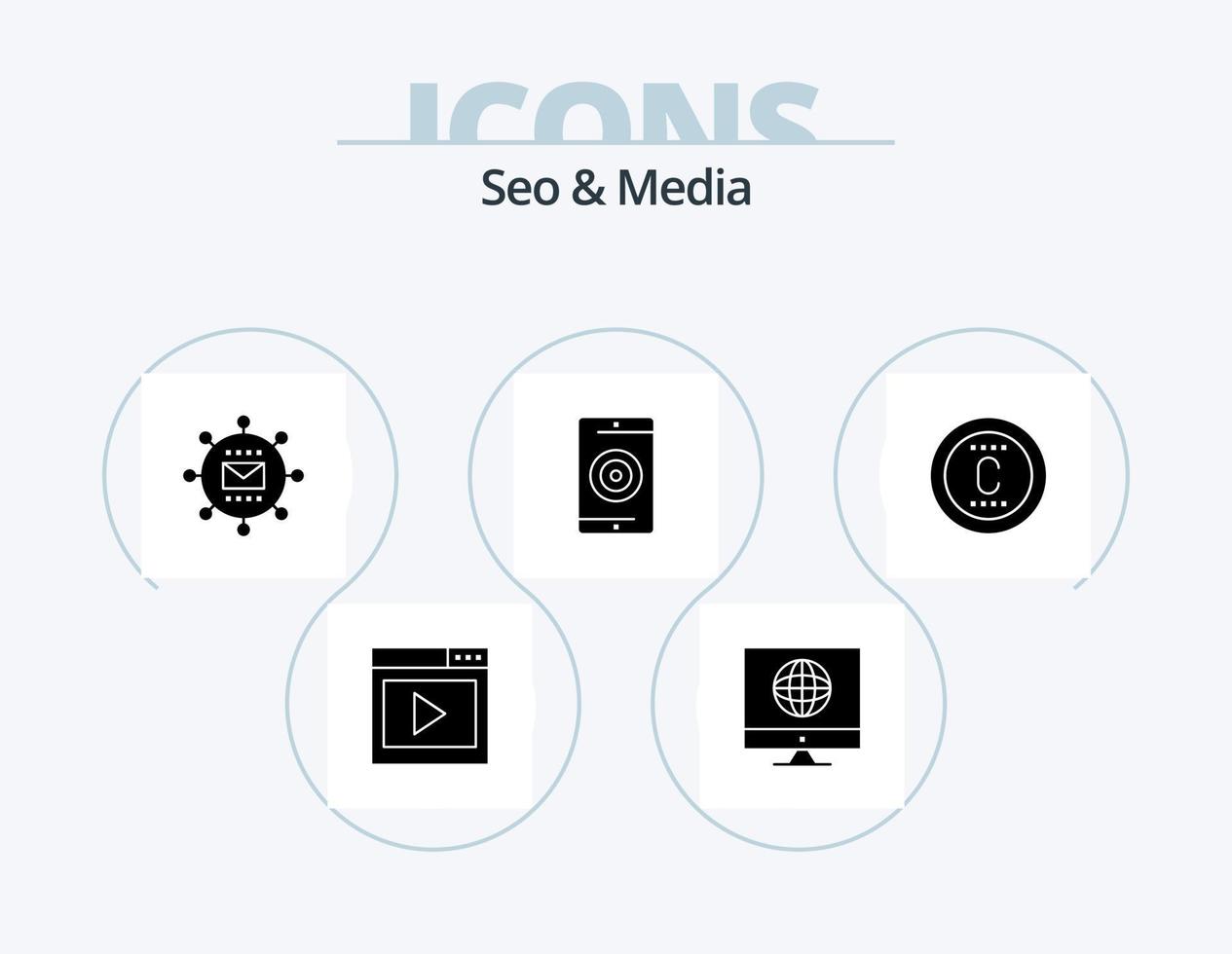 Seo and Media Glyph Icon Pack 5 Icon Design. optimization. media. web. engine. optimization vector