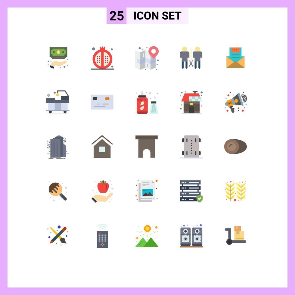 Mobile Interface Flat Color Set of 25 Pictograms of mind family meal plan mark Editable Vector Design Elements