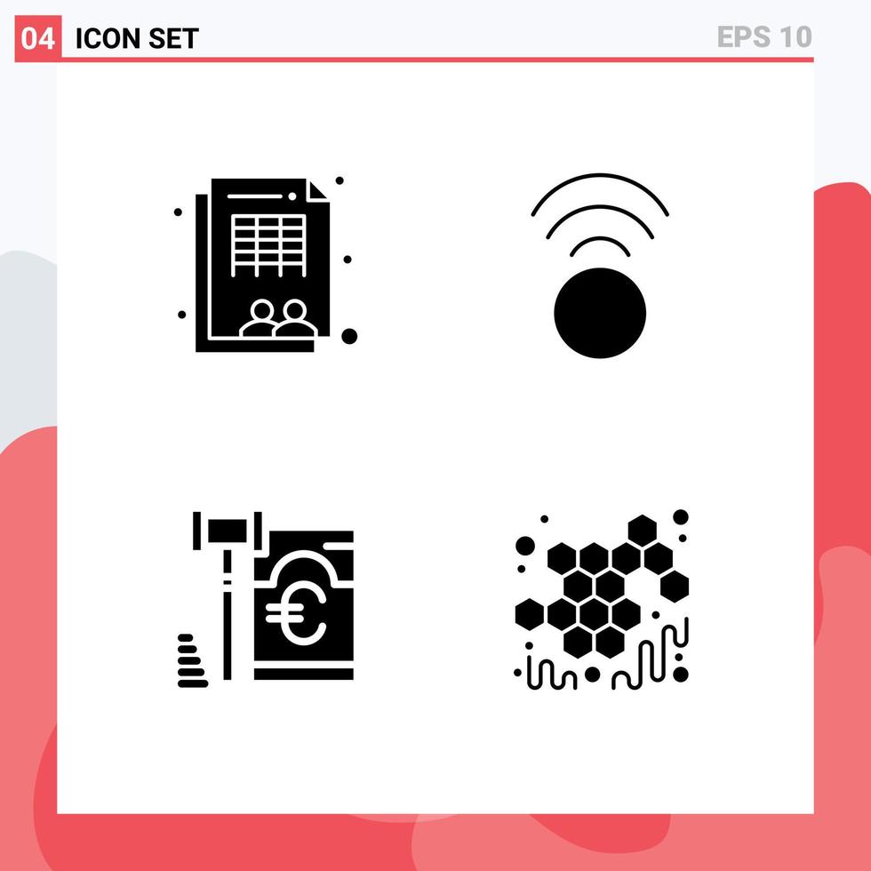 4 Universal Solid Glyph Signs Symbols of employee security workforce wifi autumn Editable Vector Design Elements