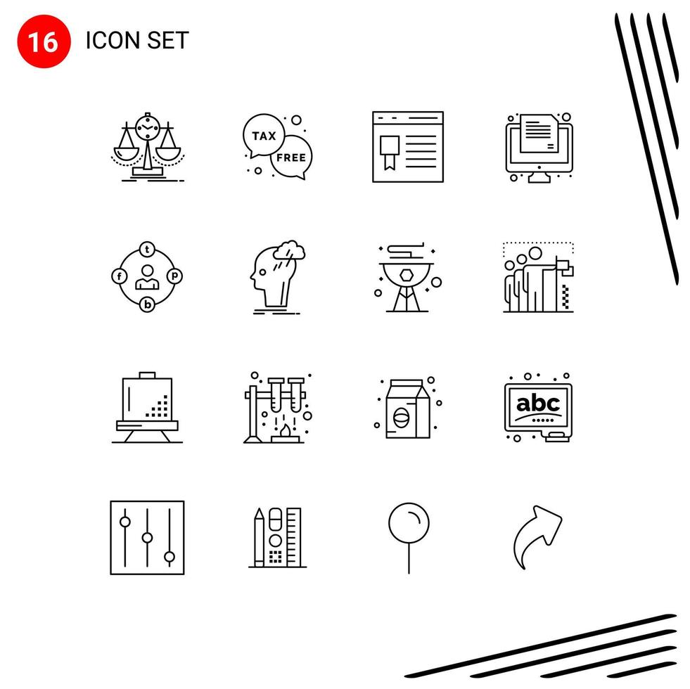 Outline Pack of 16 Universal Symbols of test exam money website development Editable Vector Design Elements