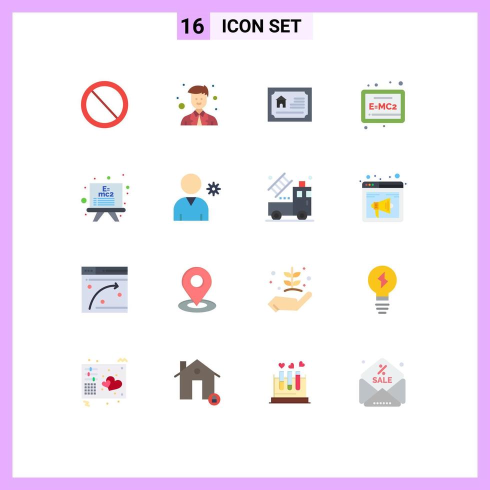 Set of 16 Modern UI Icons Symbols Signs for user controls card formula board Editable Pack of Creative Vector Design Elements