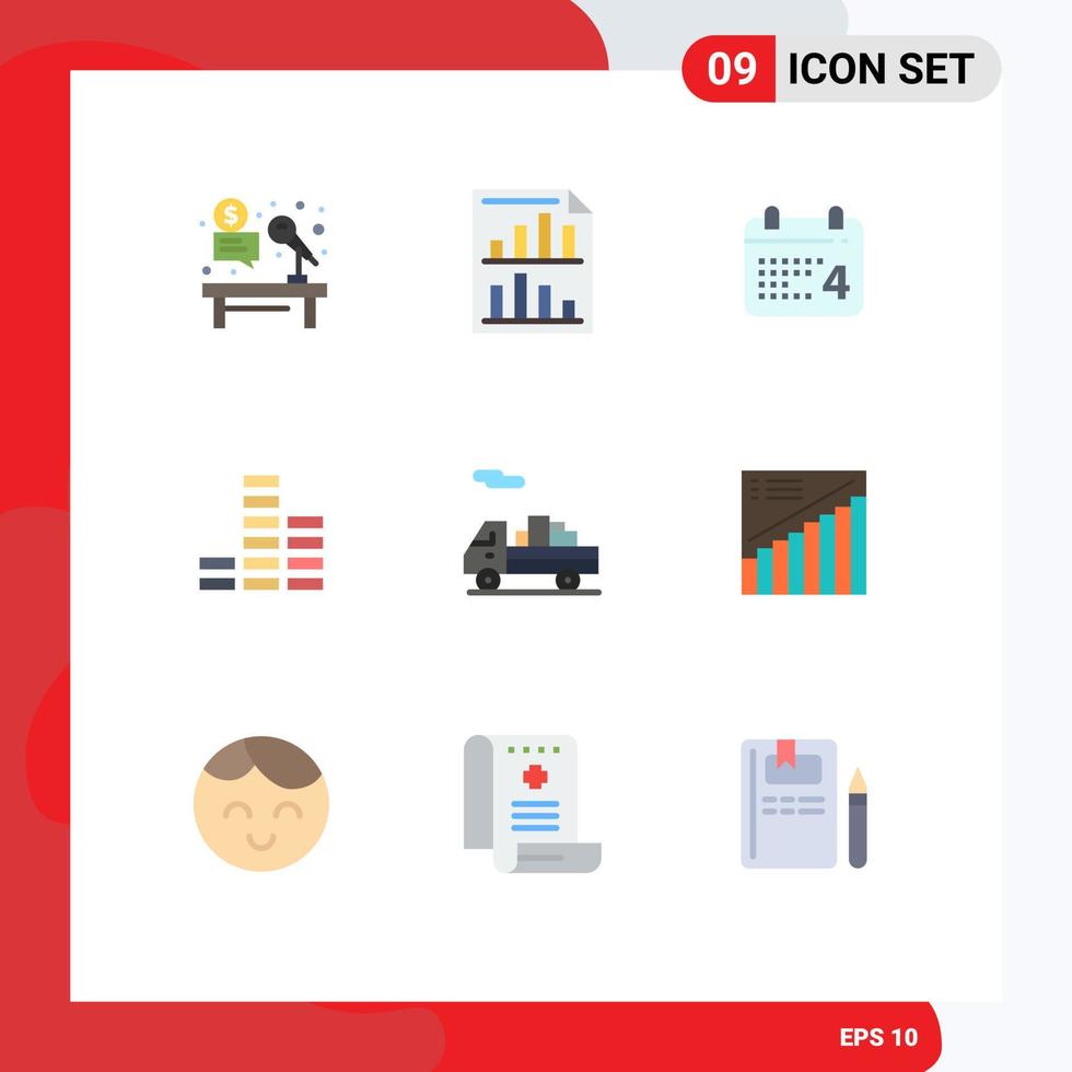 Universal Icon Symbols Group of 9 Modern Flat Colors of delivery player paper music date Editable Vector Design Elements